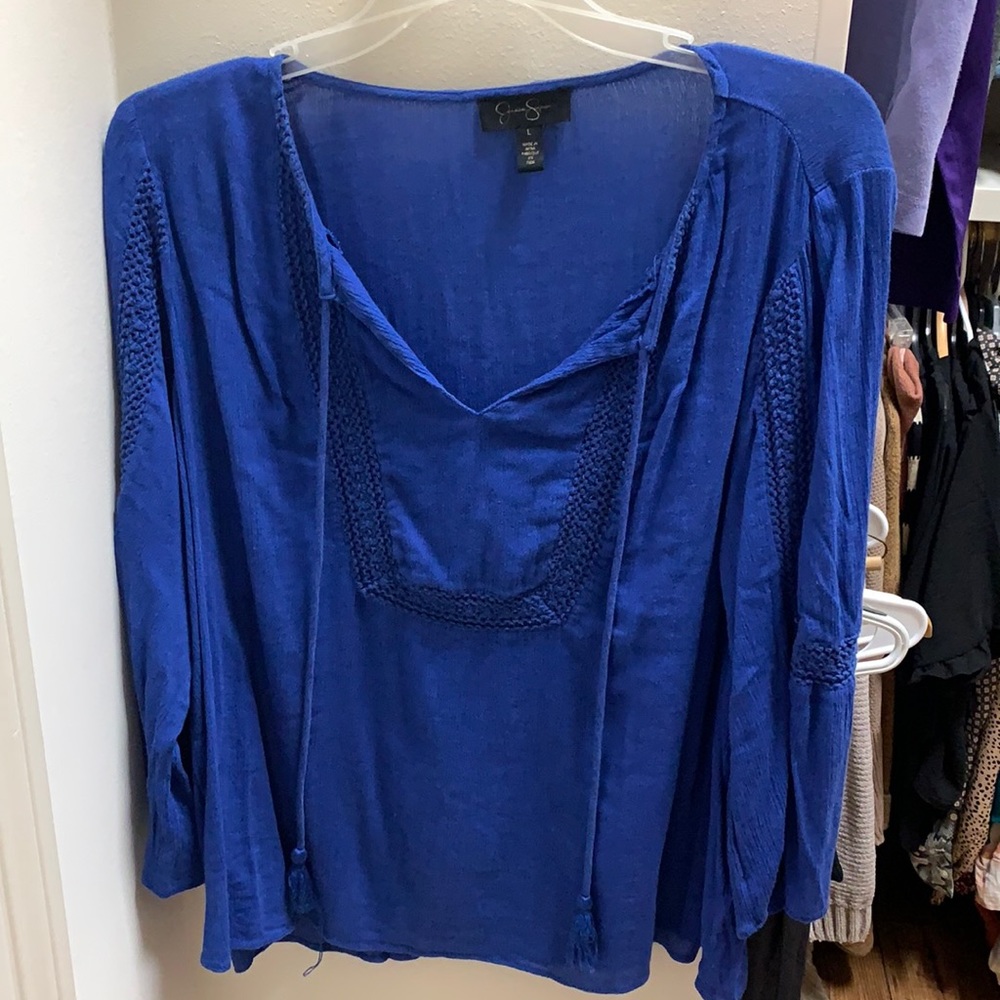 Blue Jessica Simpson linen top